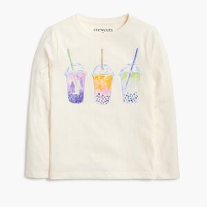 Crewcuts Girls' long-sleeve boba tea graphic tee—Sz 8/9